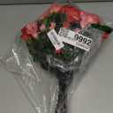 Artificial Faux Outdoor Flowers Plants for Spring Summer Decoration, Fake Silk Camellia UV Resistant Look Real for Planter Outside Front Door Porch Patio Balcony, 3 Large Bundles (Melon Red+Red)