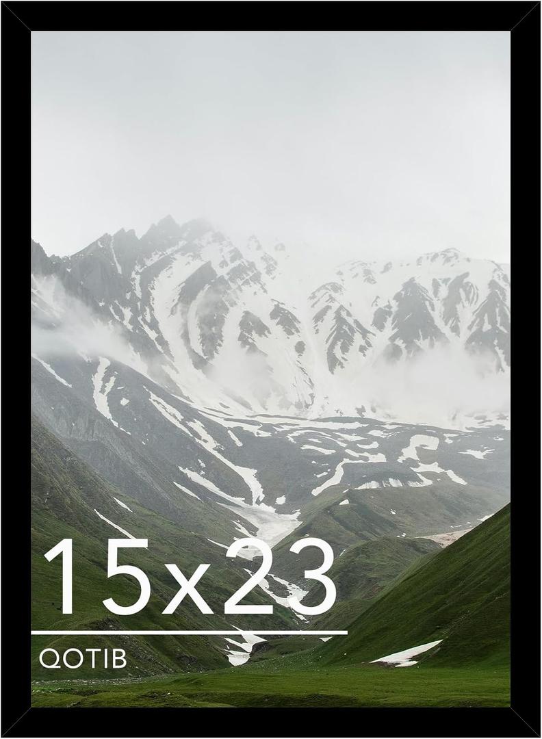 15x23 Picture Frame Black for Wall Mounting, Horizontal and Vertical Formats for Wall Hanging, Wood 15x23 Frame, Black, 1 Pack