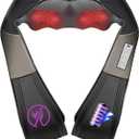 JQX Cordless Shiatsu Neck & Back Massager with 3D Kneading - 5 Speed Adjustable Deep Tissue Therapy for Shoulders/Arms/Legs, Home/Office/Car Use, Rechargeable Mothers Day Gifts (Black)