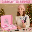 Household Tool Advent Calendar for Women Teen Girls, 24 Days Pink Countdown Calendar of Household Repair Tool Kit Christmas Suprise Gifts for Wife Daughter Sister DIY Lovers