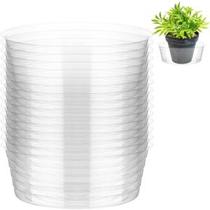 Hoolerry Plastic Plant Saucer Clear Deep Drip Tray Thickened Clear Plant Saucers Trays for Pots Deep Drip Trays for Home Garden Indoor and Outdoor Potted(15 Pcs, 12 Inch)