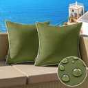 MIULEE Pack of 2 Outdoor Waterproof Pillow Covers Decorative Farmhouse Throw Pillow Covers Square Solid Color Couch Pillow Covers Spring for Patio Tent Bed Sofa Living Room 18x18 Inch Moss Green