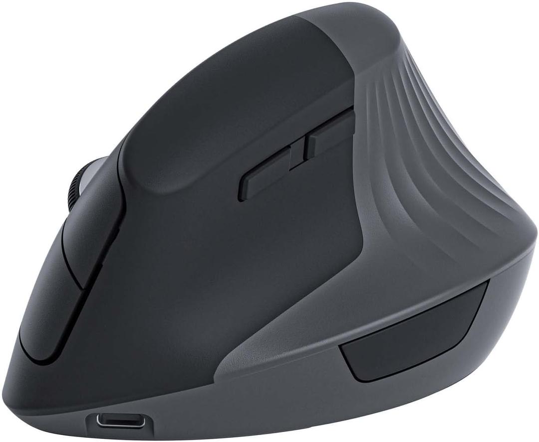 Unipows Ergonomic Vertical Mouse, Wireless Type C Rechargeable, Silent, Black, Right Handed, Mac/PC Compatible