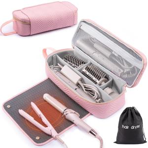 2IN1 Hair Tools Travel Bag with Heat Resistant Mat for Shark Flexstyle, Flat Irons, Straighteners, Curling Iron, Hair Dryer Case Compatible with Revlon One-Step Hair Dryer, Hair Essentials (Pink) 2IN1 Hair Tools Travel Bag with Heat Resistant Mat for Shark Flexstyle, Flat Irons, Straighteners, Curling Iron, Hair Dryer Case Compatible with Revlon One-Step Hair Dryer, Hair Essentials (Pink)