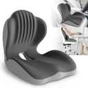 Ergonomic Waist Support and seat Cushion, 2-in-1 Memory Foam pad, Hollow Design for The Coccyx, Suitable for Office Chairs, car Safety Seats and Household use - relieves Lower Back and Hip Pain (Dark Grey)