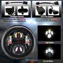 AlyoNed 7 inch Motorcycle LED Headlight 4.5" Fog Passing Lights DOT Kit Compatible with Harley Davidson Fat Boy Street Glide Heritage Softail Road King Switchback Electra Glide Ultra Classic Black