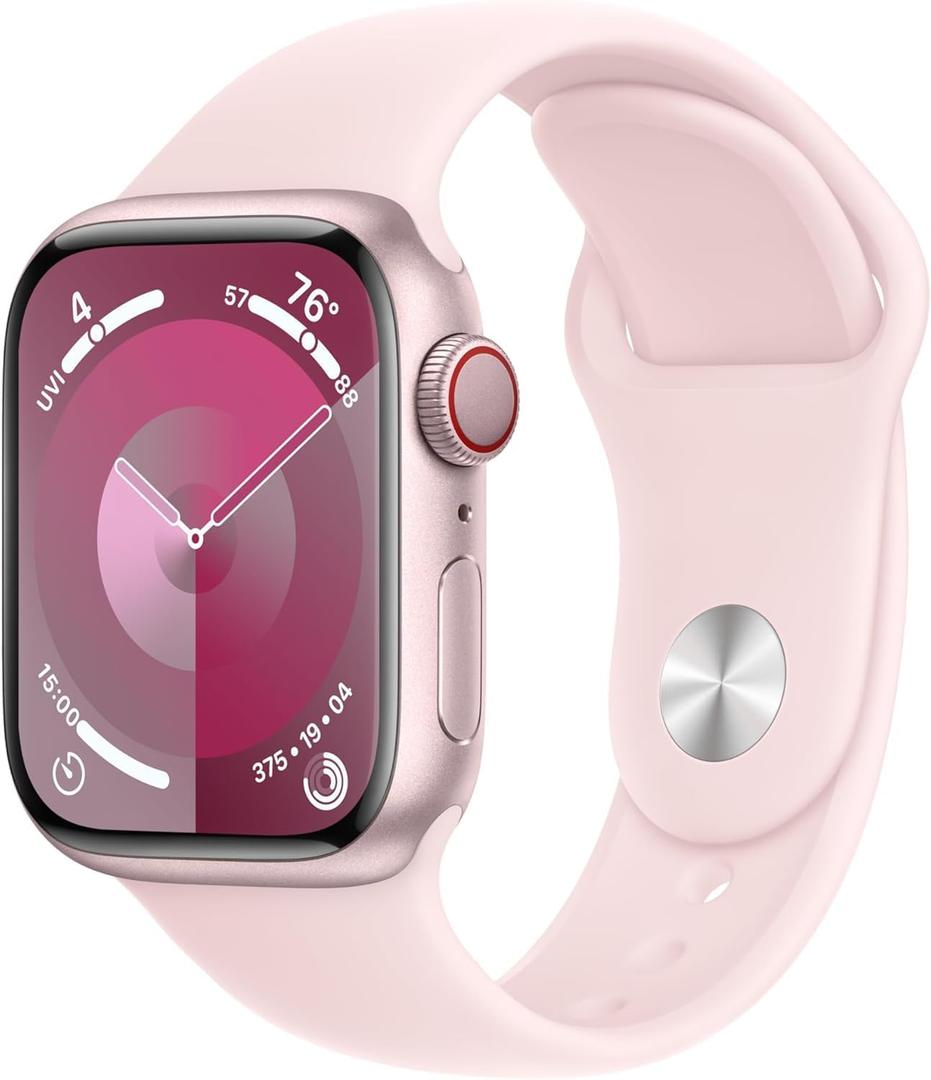 Apple Watch Series 9 [GPS + Cellular 41mm] Pink Aluminum Case with Pink Sport Band M/L (Premium)