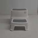 Forbena Toddler Step Stool for Bathroom Sink, 2 Step Stool for Kids Toilet Potty Training, Non-Slip Toddlers Baby Child Kid Plastic Poop Stools with Handle for Kitchen Counter Bed (White-Grey)