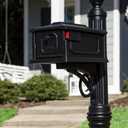 Architectural Mailboxes Stratford Plastic Mailbox and Post Kit, SC000BAM, Black, Medium Capacity