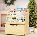 Lkeiyay Montessori Kids Bookshelf and Toy Storage Organizer (Natural), 27.56 inches x 13.78 inches x 34.33 inches
