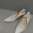 Women's Slingback Kitten Heels Closed Pointed Toe Backless Wedding Party Dress Pumps Shoes (White, 6)