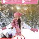 Geyoga 3 Pcs Kids Winter Hat Gloves Scarf Set for Age 2-8 Yrs Boys Girls Winter Toddler Warm Fleece Lined Hat Scarf Gloves (Rainbow Mix)