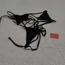 Extreme Sexy Micro Bikini Sets 2Pcs Swimsuit Spaghetti Strap G-String Bottom Swimwear Mini Bikinis for Women (Black)