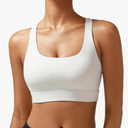 RUNNING GIRL High Impact Sports Bras for Women - Scoop Neck Strappy Sports Bra High Support Moulded Cup Workout Bra, (B-white, Small)