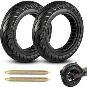 10x2.125 Scooter Tire,10x2/54-152 electric Rubber Solid Tire for Gotrax G4/XR/V2 Ninebot F25/F65 Electric Scooter Front and Rear Replacement (2 Pack Black)