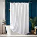 AooHome White Fabric Shower Curtain Liner, Bathroom Curtain with Hooks for Hotel, Waterproof, Weighted Hem, 72 Width x 75 Height Inch
