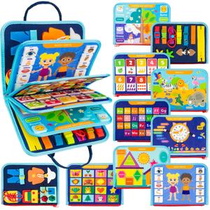 Clever Fox Play Busy Book for Toddlers 1-3 Year-Old – Baby Busy Board Book – Montessori Felt Activity Board for Learning Fine Motor Skills, Car Airplane Travel Toy – Birthday Gift for Kids Ages 1+