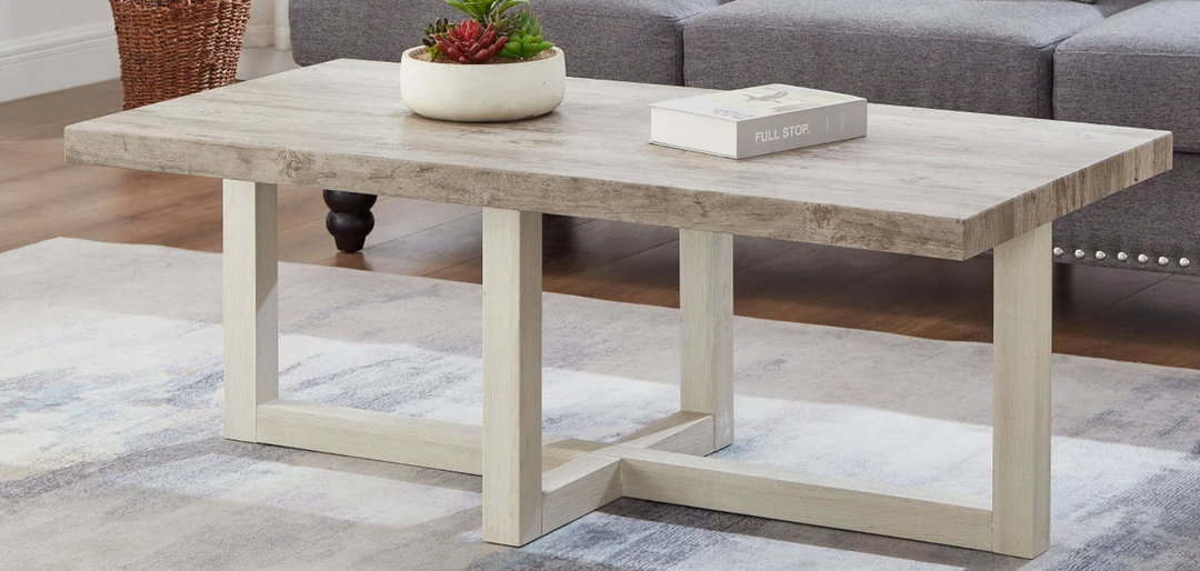 Roundhill Furniture Luno 3-Piece Coffee Table Set, Coffee Table and Two End Tables