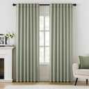 ANRODUO Rod Pocket and Back Tab Pleated Blackout Curtains with Hooks, Rings, Sage Green Curtains 90 Inches Long 2 Panels, Thermal Insulated Room Darkening Living Room Bedroom Curtain, 42x90 Inches