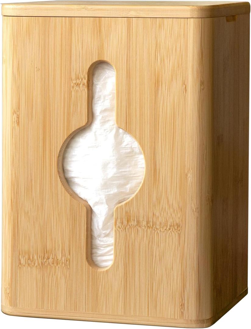 Large Bamboo Trash Bag Holder  Wall Mounted & Stackable Garbage Bag Holder Dispenser for Kitchen & Pantry | Costco Trash Bags Compatible | Durable & Effortlessly Organized