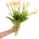 15 pcs Cream Tulips Artificial Flowers Faux Tulips Real Touch Latex Fake Flower Bouquet for Spring Wedding Home Dcor Centerpiece Arrangements