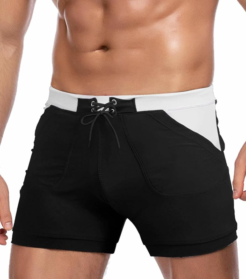 COOFANDY Men's Swimsuit Camo Quick Dry Mens Swimming Shorts Trunks with Pockets, 32
