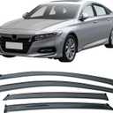 IKON MOTORSPORTS External Tape on Window Visor Compatible with 2018-2026 Honda Accord Sedan, 2.2mm Factory Style Acrylic Unpainted with Clips and Chrome Trim Air Deflector Sun Rain Guard, 2019 2020