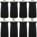 8-Pack 24"x43" Black Round Cocktail Table Skirts | Stretch Spandex Fitted Tablecloths | Stain-Resistant, Wrinkle-Resistant, and Machine Washable for Bars, Weddings, Parties, and Banquets
