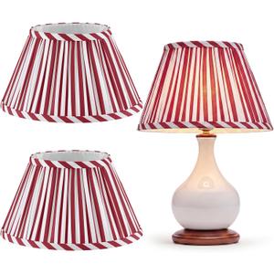 VIHOSE 2 Pack Small Pleated Lamp Shades, 5" Top x 10" Bottom x 5.5" High Bell Fabric Shades for Table Lamps, Small Replacement Lampshades for Table Bedroom Home Decor (Red)