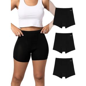 INNERSY Women's High Waisted Period Underwear Boy Shorts Panties for Postpartum Menstrual 3-Pack (Medium, Black) INNERSY Women's High Waisted Period Underwear Boy Shorts Panties for Postpartum Menstrual 3-Pack (Medium, Black)