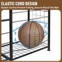 Garage Sports Equipment Organizer with Wheels - Ball Storage Rack with Elastic Rope or Wire Mesh,Garage Organizer System,Indoor/Outdoor Sports Rack for Sports Gear and Toys Storage,Black