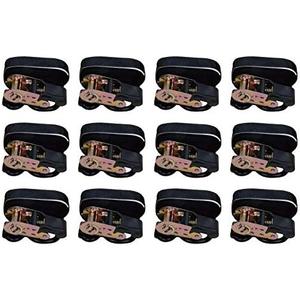 Amazon Basics 1" x 15ft Ratchet Tie Downs, 500 lbs Load Cap, 1500 lbs Break Strength, Black, 12-Pack
