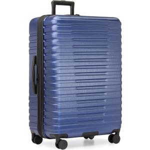 U.S. Traveler Boren Polycarbonate Hardside Rugged Travel Suitcase Luggage with 8 Spinner Wheels, Aluminum Handle, Navy, Checked-Large 30-Inch