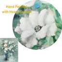 UTOP-art Floral Canvas Wall Art Painting White Rose Flower Green Leaves Hand Painted Texture Picture Artwork For Bedroom Plant Wall Decor Bathroom Walls Office(18'' x 24'' x 1 Panel)