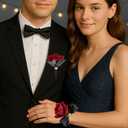 2 x Corsage and Boutonniere Set for Wedding Prom, Artificial Rose Flower Wrist Corsage Bracelets, Homecoming Corsage Wristlet, Boutonniere for Men Wedding Suit Decorations (Black&wine Red)