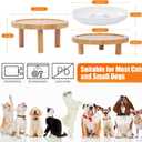 Lusifaco Shallow Elevated Cat Bowls,5.9 Inch Wide Raised Ceramic Cat Dishes with Bamboo Stand, Whisker Friendly Pet Water or Food Plates Feeding Station for Indoor Cats, Kitten(White,Set of 1)