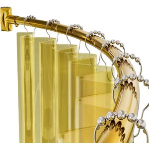 AmazerBath 20-84 Inches Arched Curved Shower Curtain Rod, Heavy Duty Shower Rod Rust Proof Bathroom Curtain Rod, Adjustable Telescoping Design Easy Segmented Installation, Need to Drill, Gold