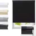 No Drill Cellular Shades for Indoor Windows, Thermal Insulating & Noise Reducing Honeycomb Blinds, Free Stop Cordless Blackout Shades, Black, 28 1/2" W x 64" H, Black 