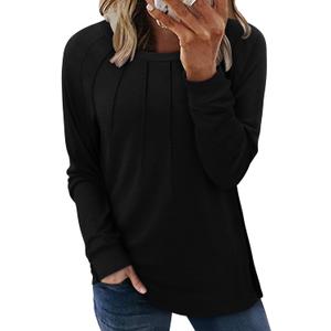 onlypuff Womens Top Long Sleeve Shirts for Women Cute Ladies Top Fashion Fall Tops 2024 Tunic Tops Blouses (Black, S)