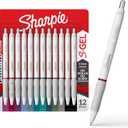Sharpie S-Gel Pens, Fashion Barrel Gel Pens, Pearl White Body, Medium (0.7mm) Point, Bold Ink Colors, 12 Count