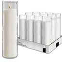 Generic White 8" Prayer Glass Candles  12 Pack Devotional Candles for Vigils, Prayers, Blessings, Ceremonies | Bulk White Candles in Glass