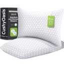 CushyOasis Shredded Memory Foam Pillow for Sleeping, Cooling Bed Pillows Set of 2, Adjustable Pillows for Side, Back, Stomach Sleepers with Washable Pillowcase (Standard Size, Grey)