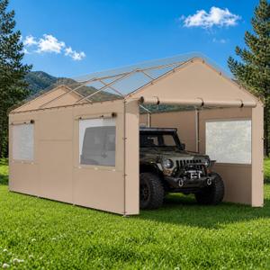 10x20 FT Carport Replacement, Heavy Duty Carport, Sidewalls & Doors, 2 Sidewalls & 2 Doors-Mesh Window