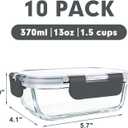 M MCIRCO 10-Pack,13 oz 1.5 Cup Glass Meal Prep Containers, Small Glass Food Storage Containers with Lids,Airtight Lunch Containers, Microwave, Oven, Freezer and Dishwasher Friendly, BPA-free