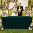 Moosfor 2 Pack Spandex Fitted Rectangle Tablecloth, Elastic Table Skirt | Stretch Washable Reusable 8FT Table Cloth, Folding Table Cover for Wedding, Banquet, Party and Dining Events, Hunter Green