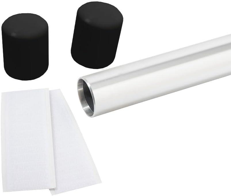 Silver Aluminum Color Guard Flag Pole 6 Ft Set with Plastic Black End Cap Tips and Fastener Strips for Color Guard Silk Flags, Standard Lightweight Practice Pole