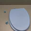 Mayfair Padded Toilet Seat, Cushioned Soft Vinyl over Wood Core Seat, Secure Hinges, Easy Clean, Made in USA, Round, Sky Blue