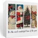 Christmas Decorations, Funny Black Cat Christmas Decorations Indoor, Xmas Tree Wooden Box Sign Gifts for Friends Family Coworkers Home Shelf Bedroom Living Room Office Halloween Desk Decor