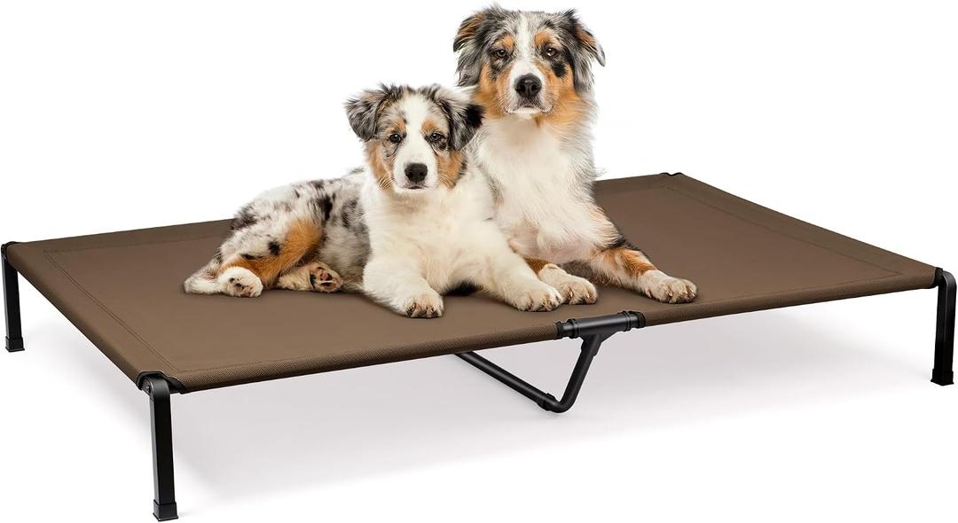 Heeyoo Elevated Dog Bed, Cooling Raised Pet Cot with Chew Proof Mesh Fabric and Steel Frame, Portable Dog Cot Bed with No-Slip Rubber Feet, 60 in