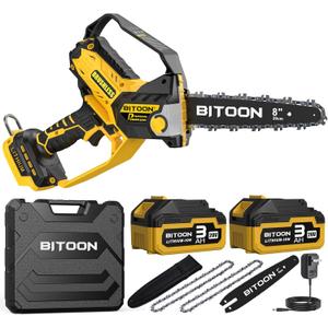 BITOON Mini Chainsaw Compatible with Dewalt Battery 20V MAX, Auto-Oiler, 8-Inch and 6-Inch 2-IN-1 Brushless Cordless Pruning Chainsaw, Battery Powered Mini Chainsaw for Wood Cutting (Tools only)